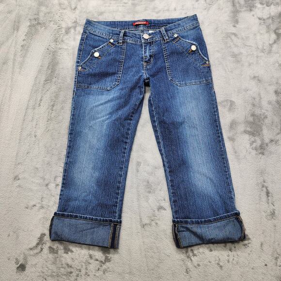 Vintage 90s Unionbay Jeans Womens 9 Juniors Low Rise Cuffed Crop Stretch Denim - Picture 1 of 14